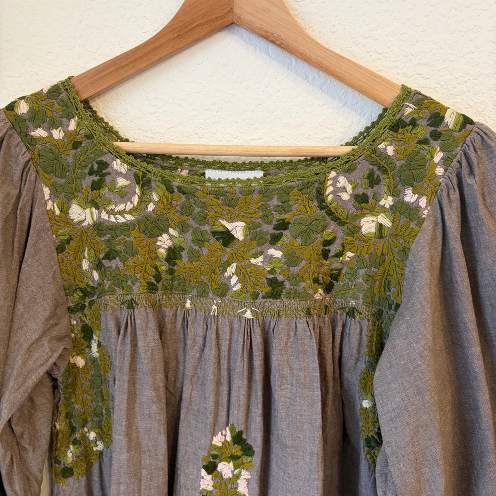 Mi Golondrina Catalina Embroidered Blouse Top S Floral Oaxacan Handmade Peasant - Picture 2 of 8